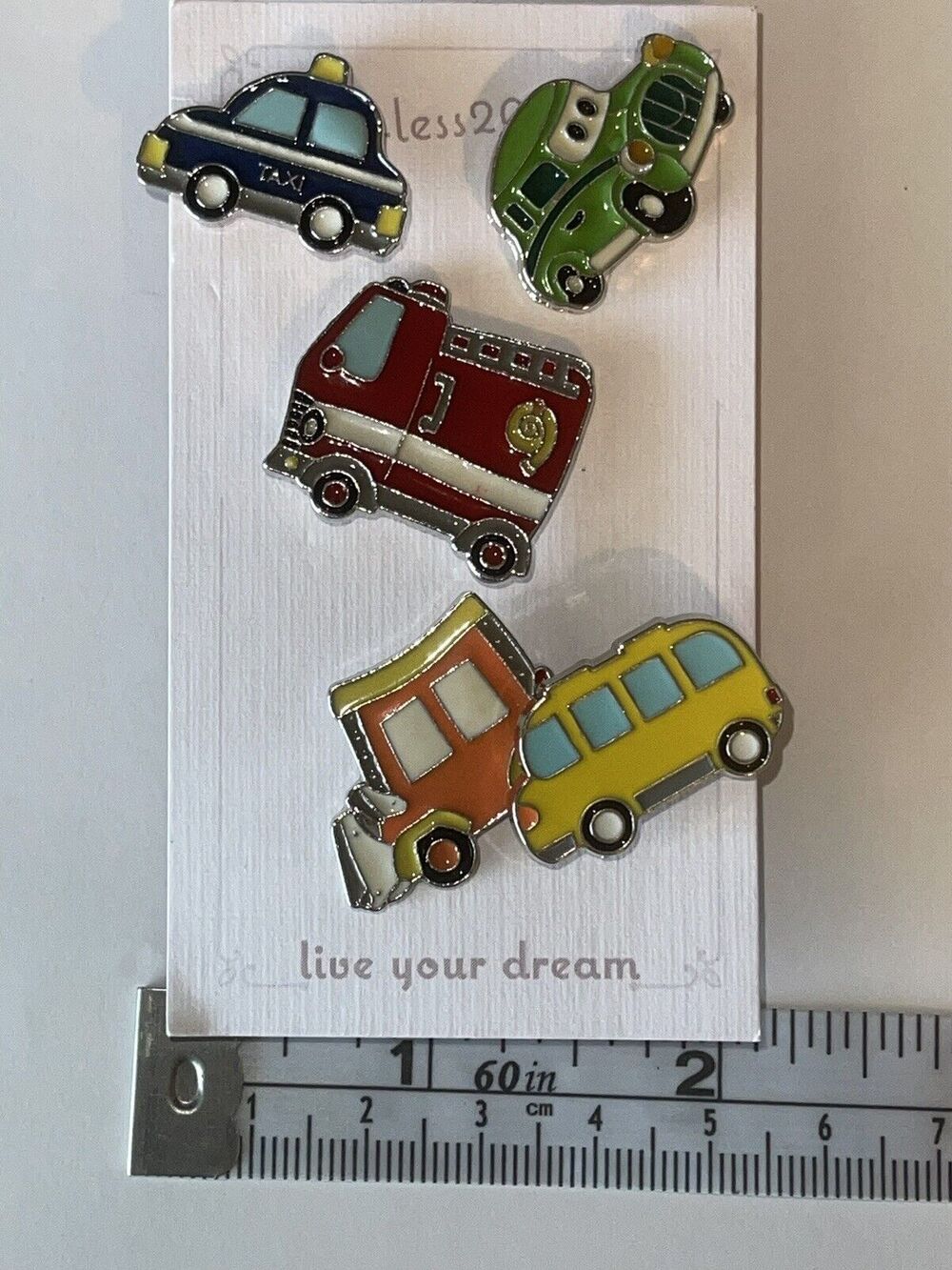 Lot Of 5 Pins Brooches Pin Cars Trucks Bus Fire Taxi